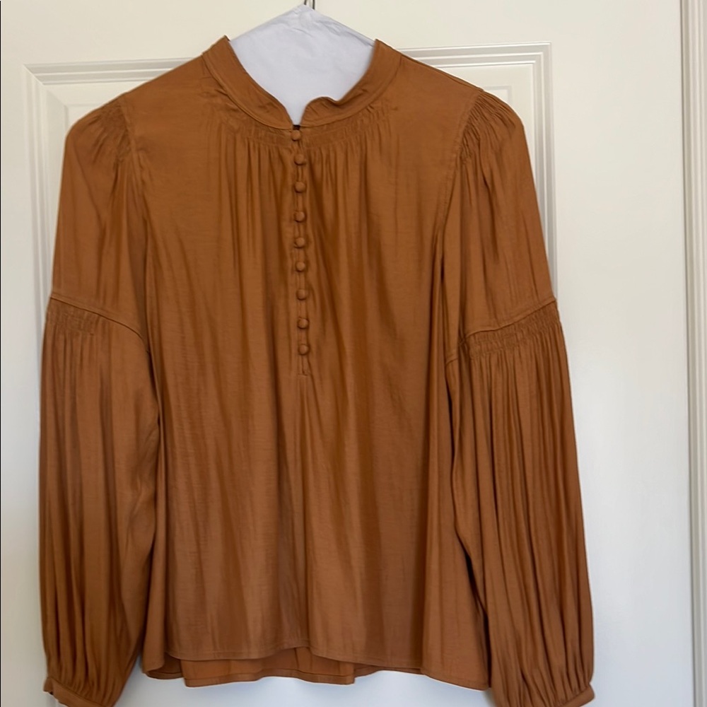 Women's Tan Button-Up Blouse by Sam Edelman